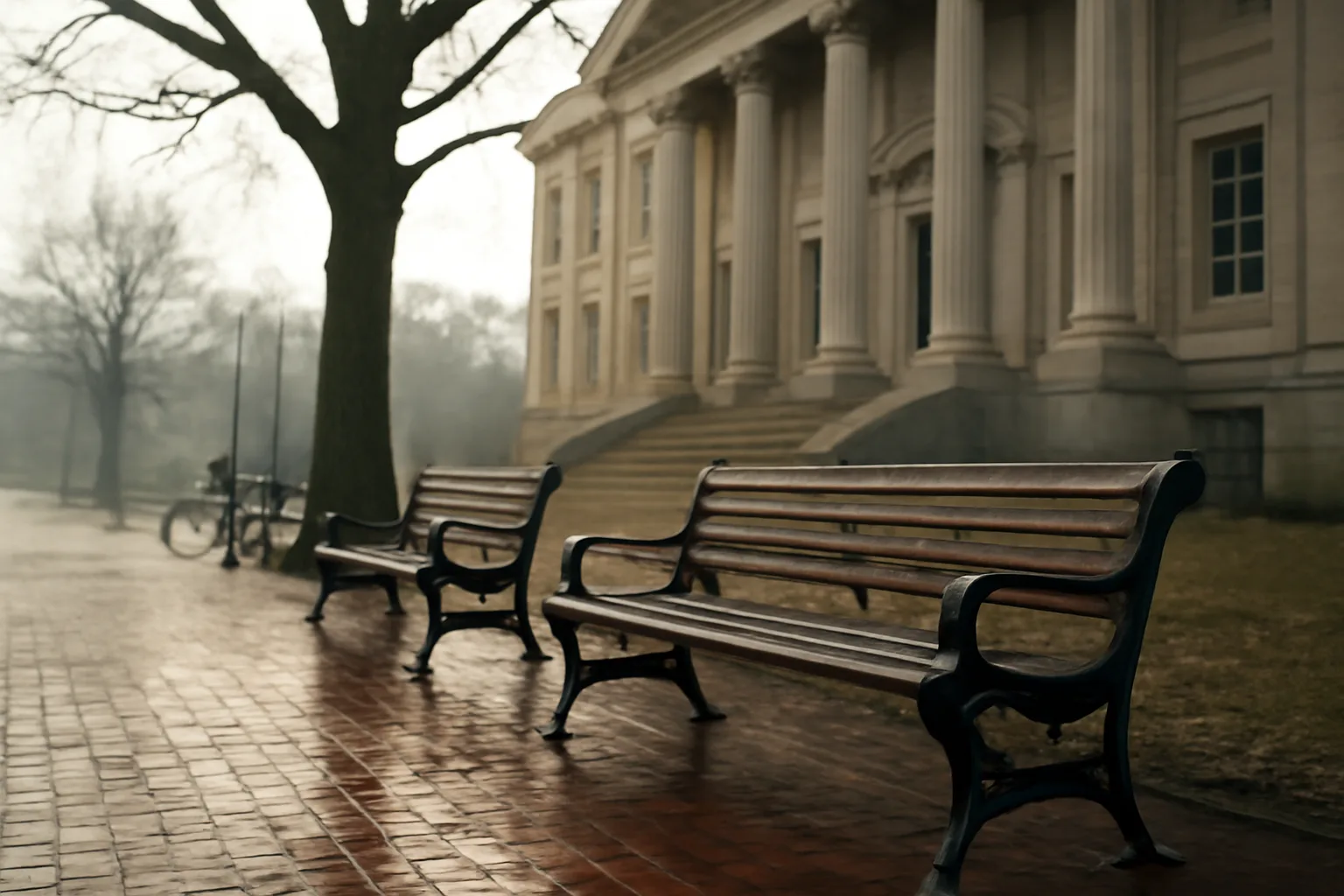 Wet Wilmington courthouse plaza suggesting Delaware guardian ad litem work