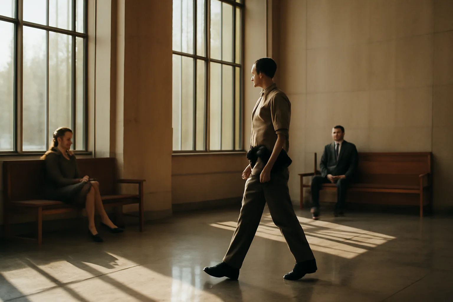 People waiting in a California courthouse lobby before guardian ad litem matters