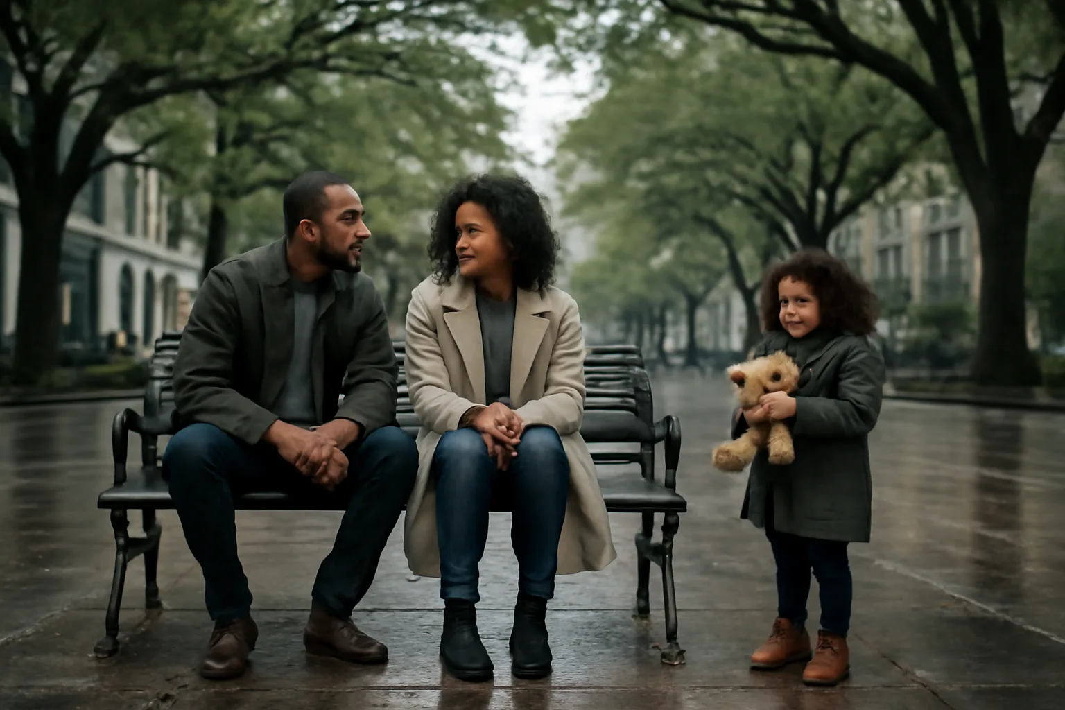 Family waiting outside Atlanta courts during a guardian ad litem case